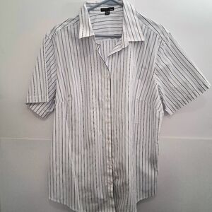 🎉CINTAS Women's Blue Striped Button Down Shirt